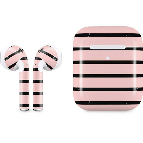 Pink and Black Stripes Apple AirPods 2 Skin