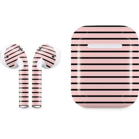Pink and Black Stripes Apple AirPods Skin
