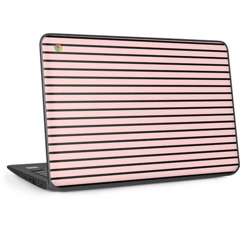 Pink and Black Stripes HP Chromebook Skin