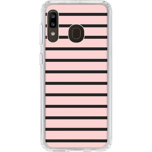 Pink and Black Stripes Galaxy A20 Clear Case