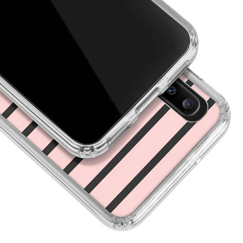 Pink and Black Stripes Galaxy A20 Clear Case