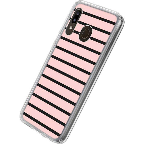 Pink and Black Stripes Galaxy A20 Clear Case