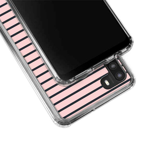 Pink and Black Stripes Galaxy A21 Clear Case