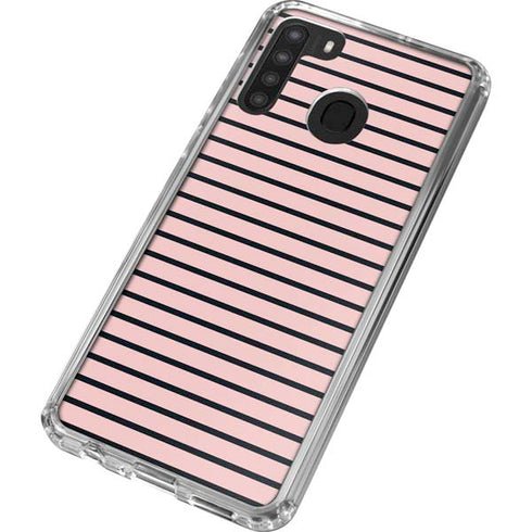 Pink and Black Stripes Galaxy A21 Clear Case