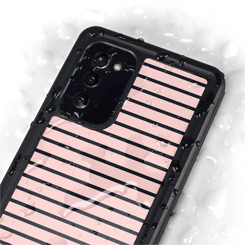 Pink and Black Stripes Galaxy Note20 5G Waterproof Case