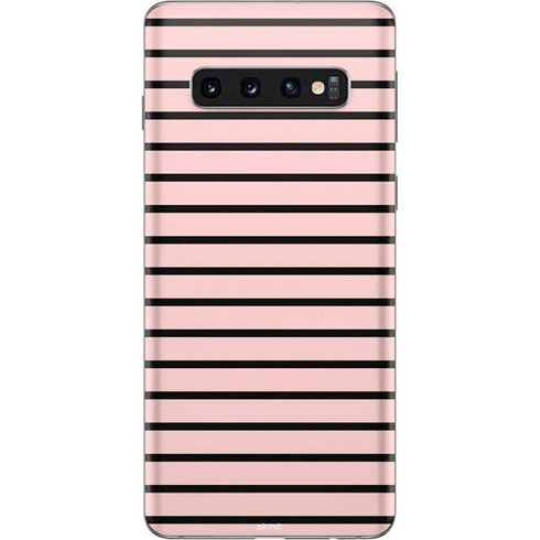 Pink and Black Stripes Galaxy S10 Skin