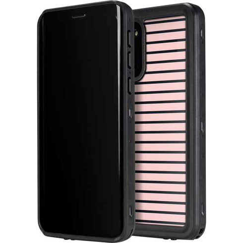 Pink and Black Stripes Galaxy S20 Waterproof Case