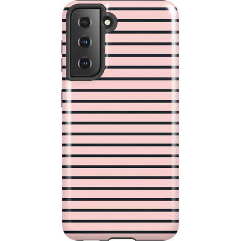 Pink and Black Stripes Galaxy S21 5G Pro Case