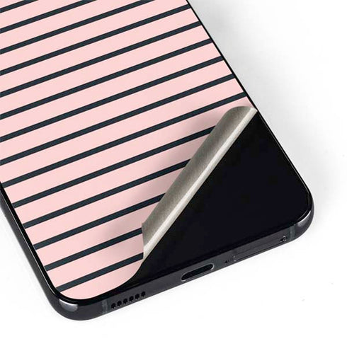 Pink and Black Stripes Galaxy S22 Skin