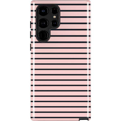 Pink and Black Stripes Galaxy S22 Ultra Pro Case