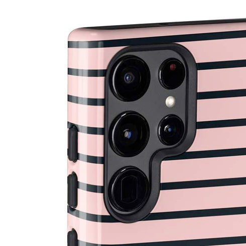 Pink and Black Stripes Galaxy S22 Ultra Pro Case