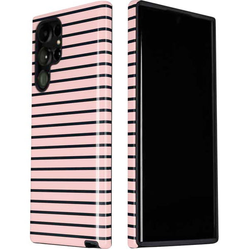 Pink and Black Stripes Galaxy S22 Ultra Pro Case