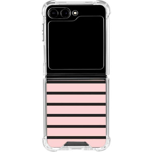 Pink and Black Stripes Galaxy Z Flip5 5G Clear Case