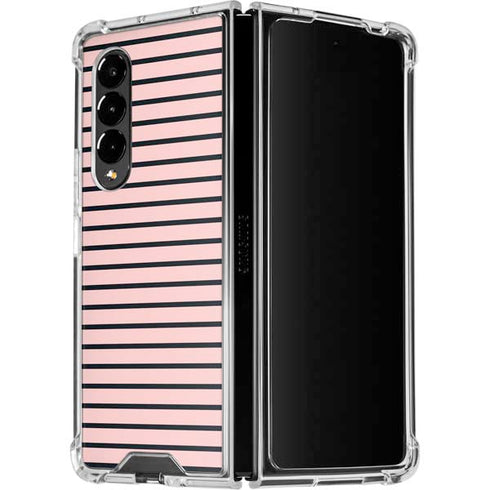 Pink and Black Stripes Galaxy Z Fold4 5G Clear Case