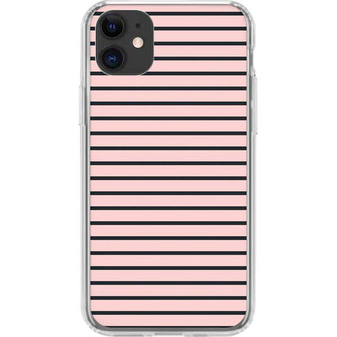 Pink and Black Stripes iPhone 11 Clear Case
