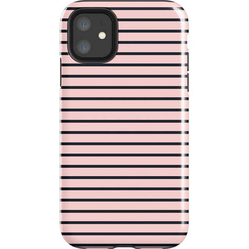 Pink and Black Stripes iPhone 11 Impact Case