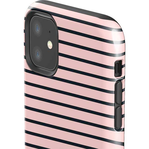 Pink and Black Stripes iPhone 11 Impact Case