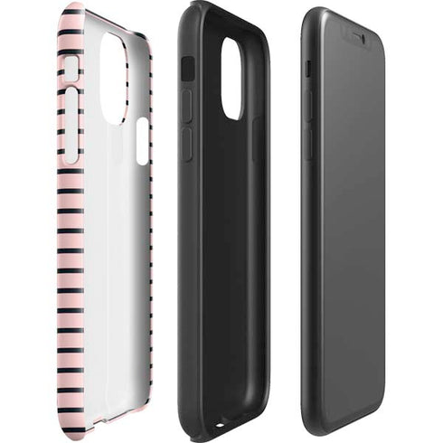Pink and Black Stripes iPhone 11 Impact Case