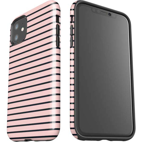 Pink and Black Stripes iPhone 11 Impact Case