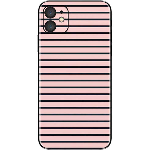 Pink and Black Stripes iPhone 11 Skin
