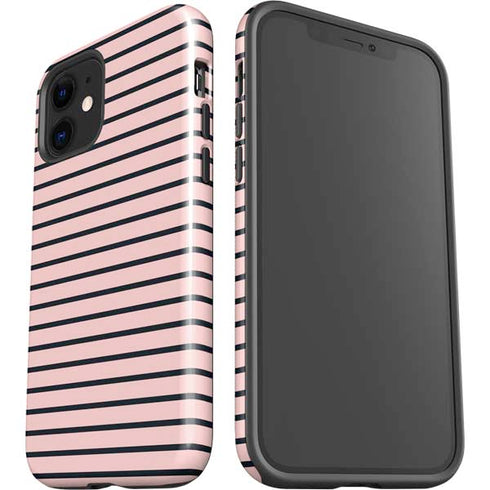 Pink and Black Stripes iPhone 12 Impact Case