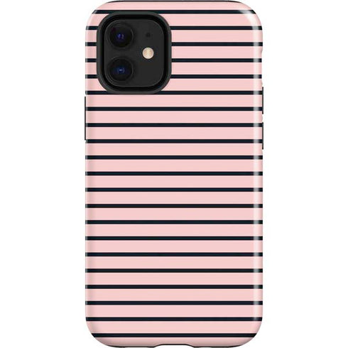 Pink and Black Stripes iPhone 12 Mini Impact Case