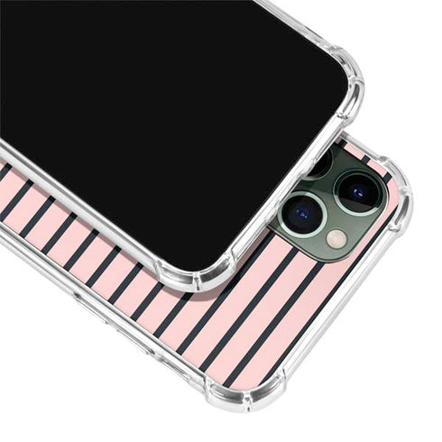 Pink and Black Stripes iPhone 12 Pro Clear Case