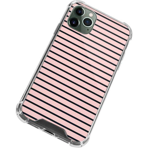 Pink and Black Stripes iPhone 12 Pro Clear Case