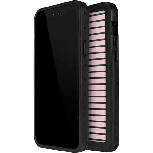 Pink and Black Stripes iPhone 12 Pro Waterproof Case