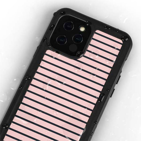 Pink and Black Stripes iPhone 12 Pro Waterproof Case