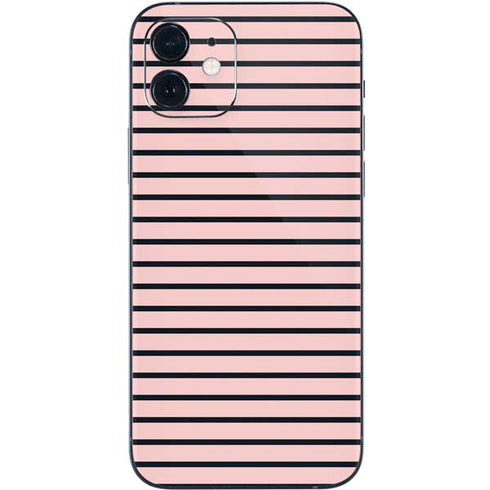 Pink and Black Stripes iPhone 12 Skin