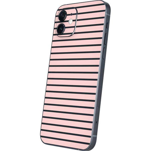 Pink and Black Stripes iPhone 12 Skin