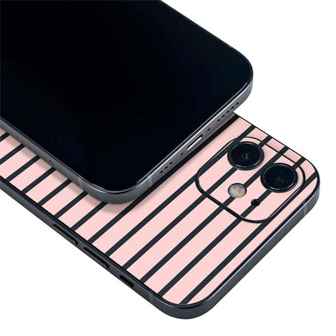 Pink and Black Stripes iPhone 12 Skin