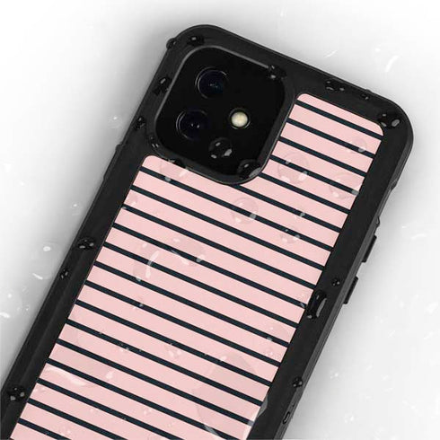 Pink and Black Stripes iPhone 12 Waterproof Case