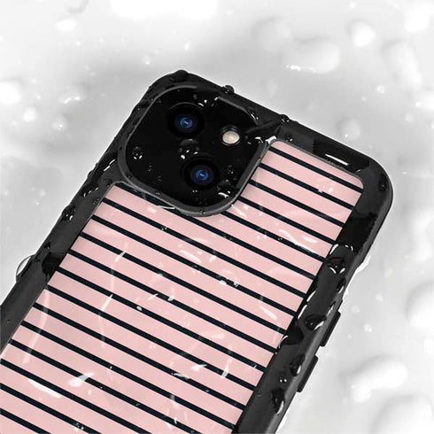 Pink and Black Stripes iPhone 13 Mini Waterproof Case