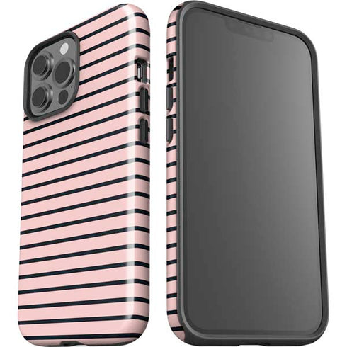 Pink and Black Stripes iPhone 13 Pro Max Impact Case