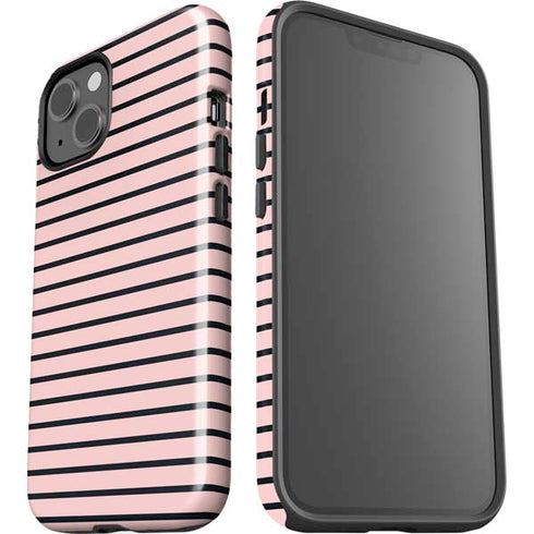 Pink and Black Stripes iPhone 15 Plus Impact Case