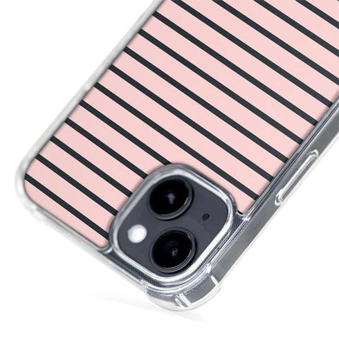 Pink and Black Stripes iPhone 15 Plus MagSafe Case