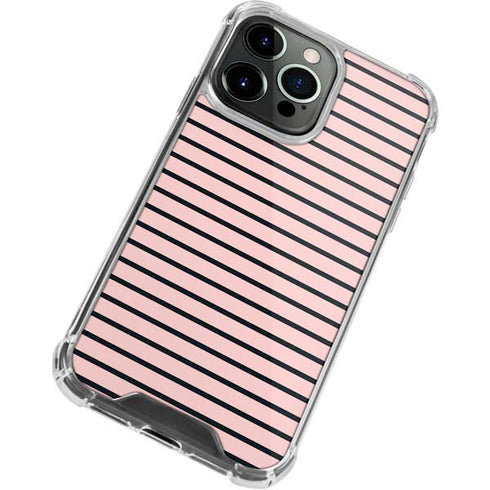 Pink and Black Stripes iPhone 14 Pro Clear Case