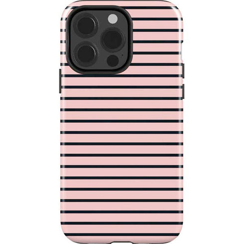 Pink and Black Stripes iPhone 15 Pro Impact Case