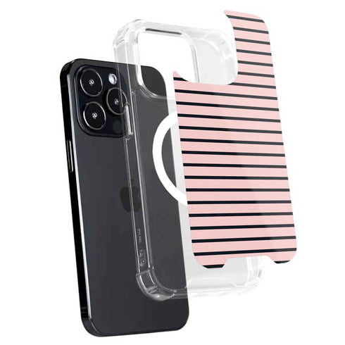 Pink and Black Stripes iPhone 14 Pro MagSafe Case