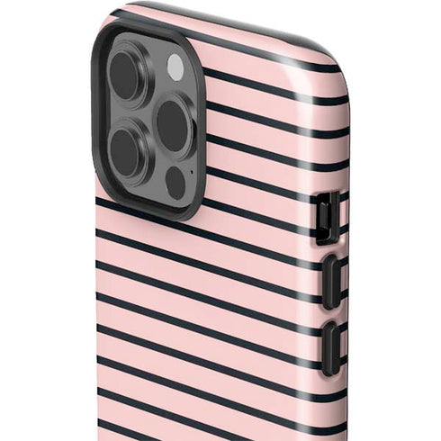 Pink and Black Stripes iPhone 15 Pro Max Impact Case