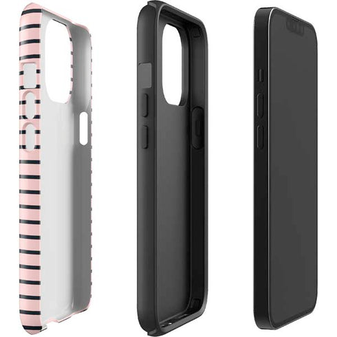 Pink and Black Stripes iPhone 15 Pro Max Impact Case