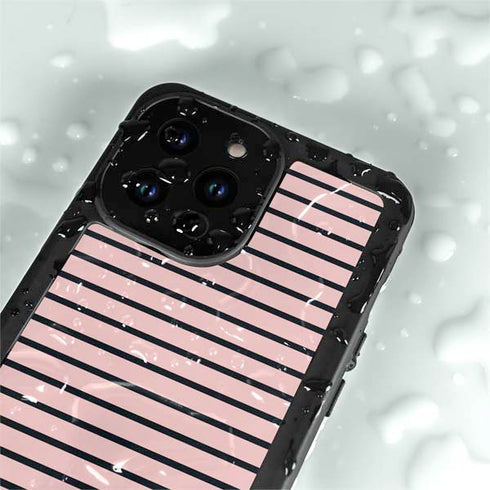 Pink and Black Stripes iPhone 14 Pro Max Waterproof Case
