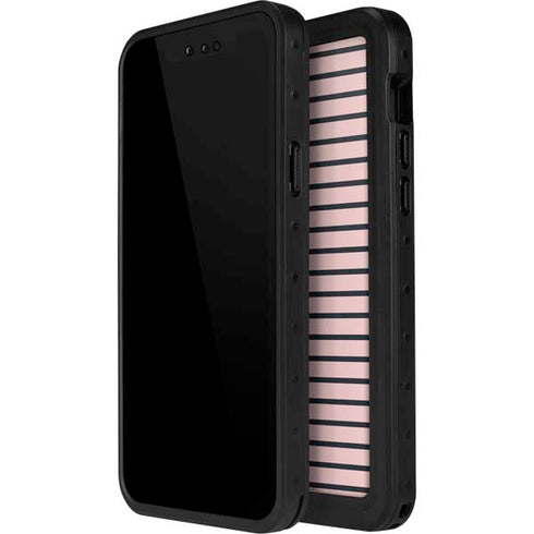 Pink and Black Stripes iPhone 14 Pro Waterproof Case