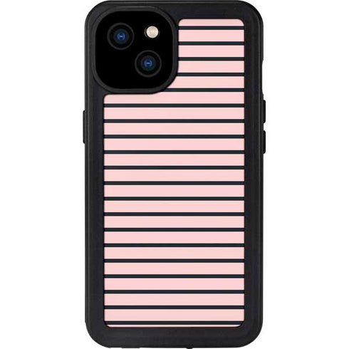 Pink and Black Stripes iPhone 15 Plus Waterproof Case