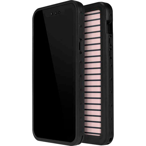 Pink and Black Stripes iPhone 15 Waterproof Case