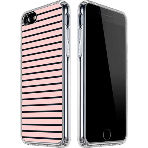 Pink and Black Stripes iPhone SE (2nd & 3rd Gen) Clear Case