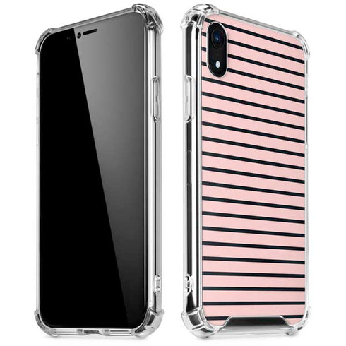 Pink and Black Stripes iPhone XR Clear Case