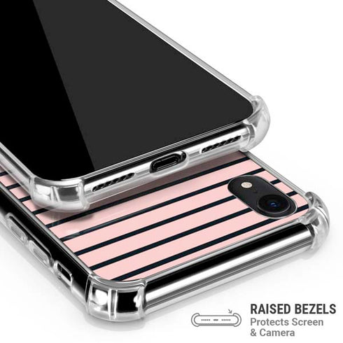 Pink and Black Stripes iPhone XR Clear Case